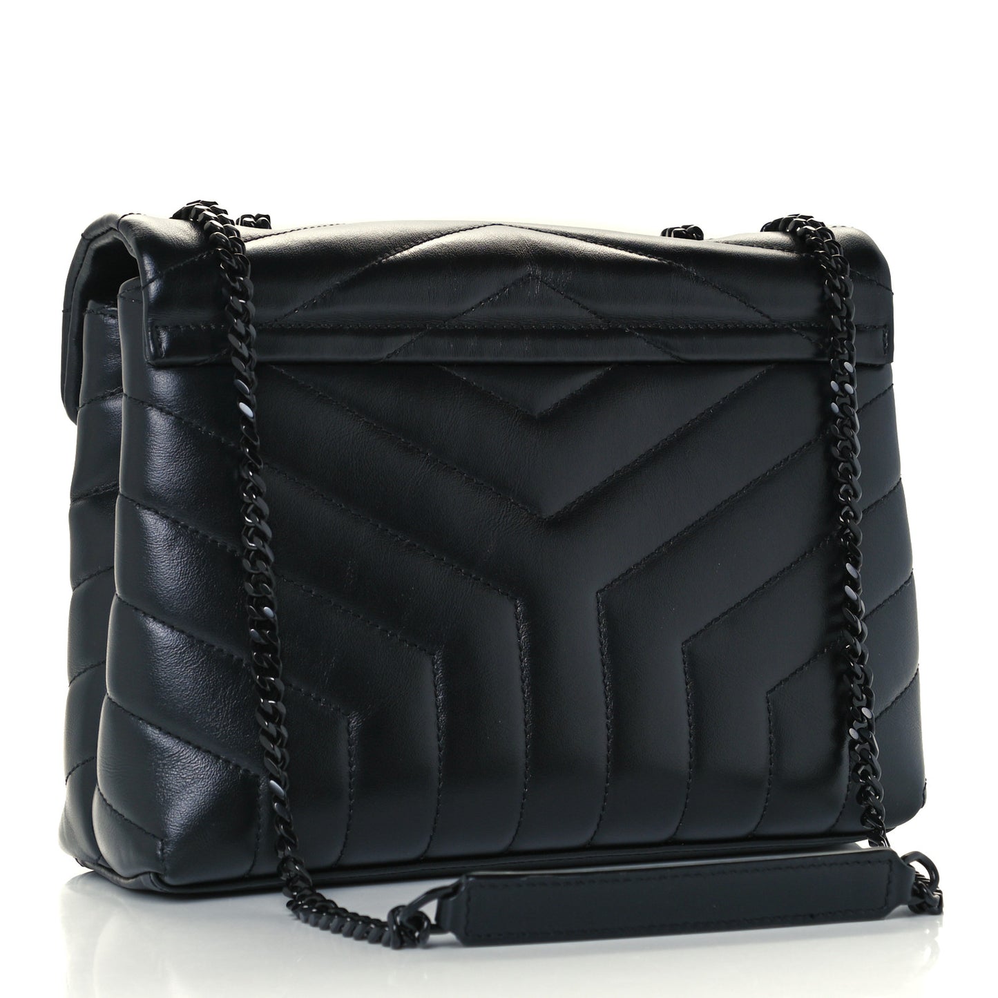 Calfskin Y Quilted Monogram Small Loulou Chain Satchel Black