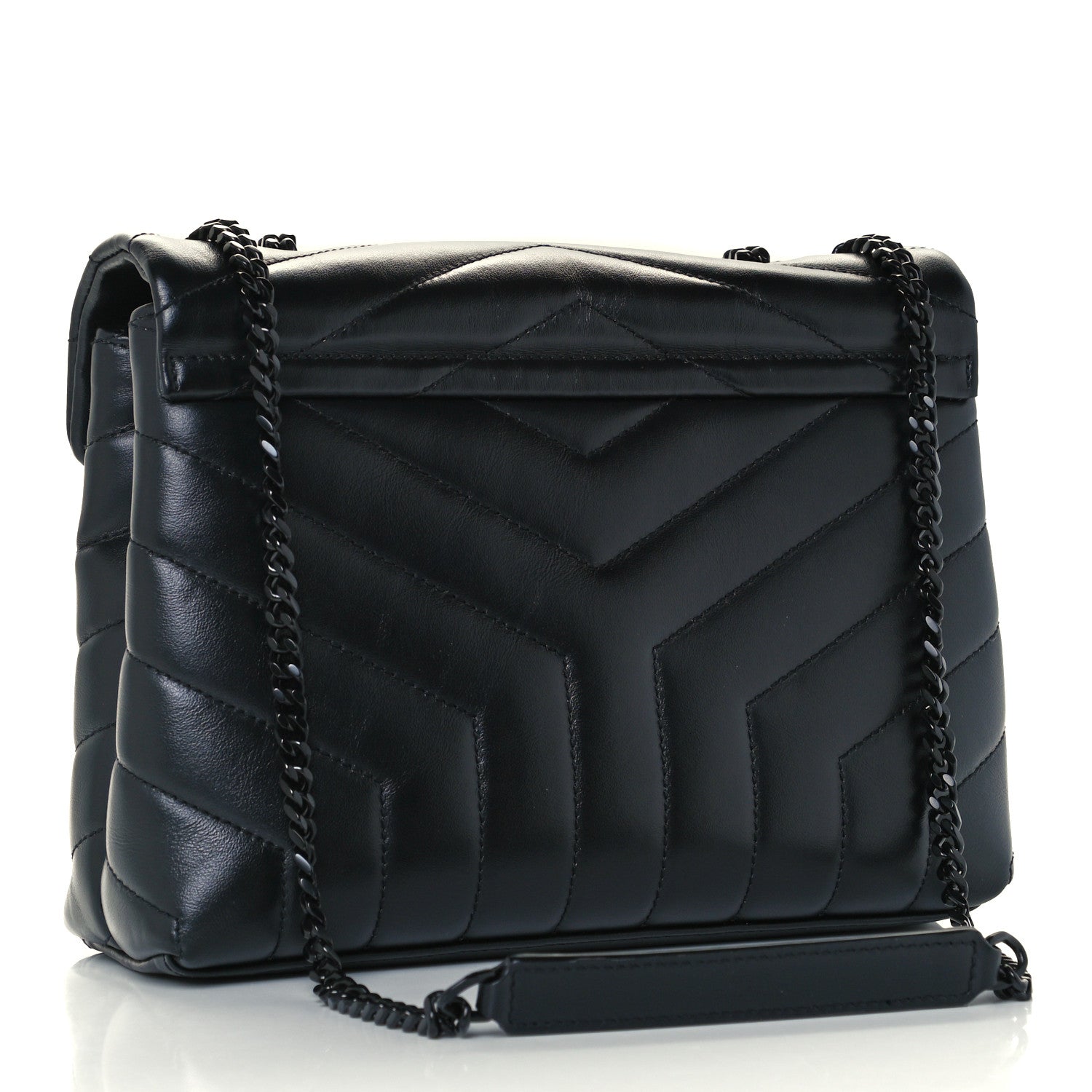 Saint Laurent Calfskin Y Quilted Monogram Small Loulou Chain Satchel Black 3 of 12