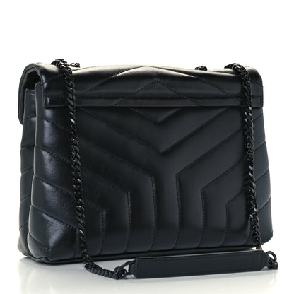 Saint Laurent Calfskin Y Quilted Monogram Small Loulou Chain Satchel Black 3 of 12
