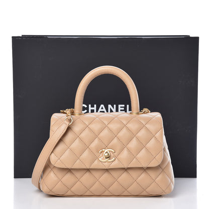 Chanel Caviar Quilted Mini Coco Handle Flap Beige 10 of 10