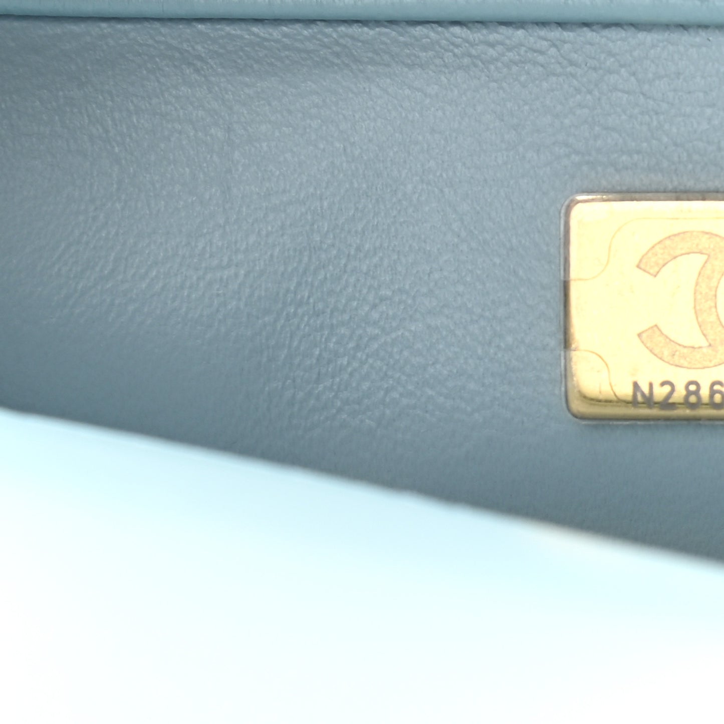 Lambskin Enamel Quilted Pending CC Mini Square Flap Light Blue