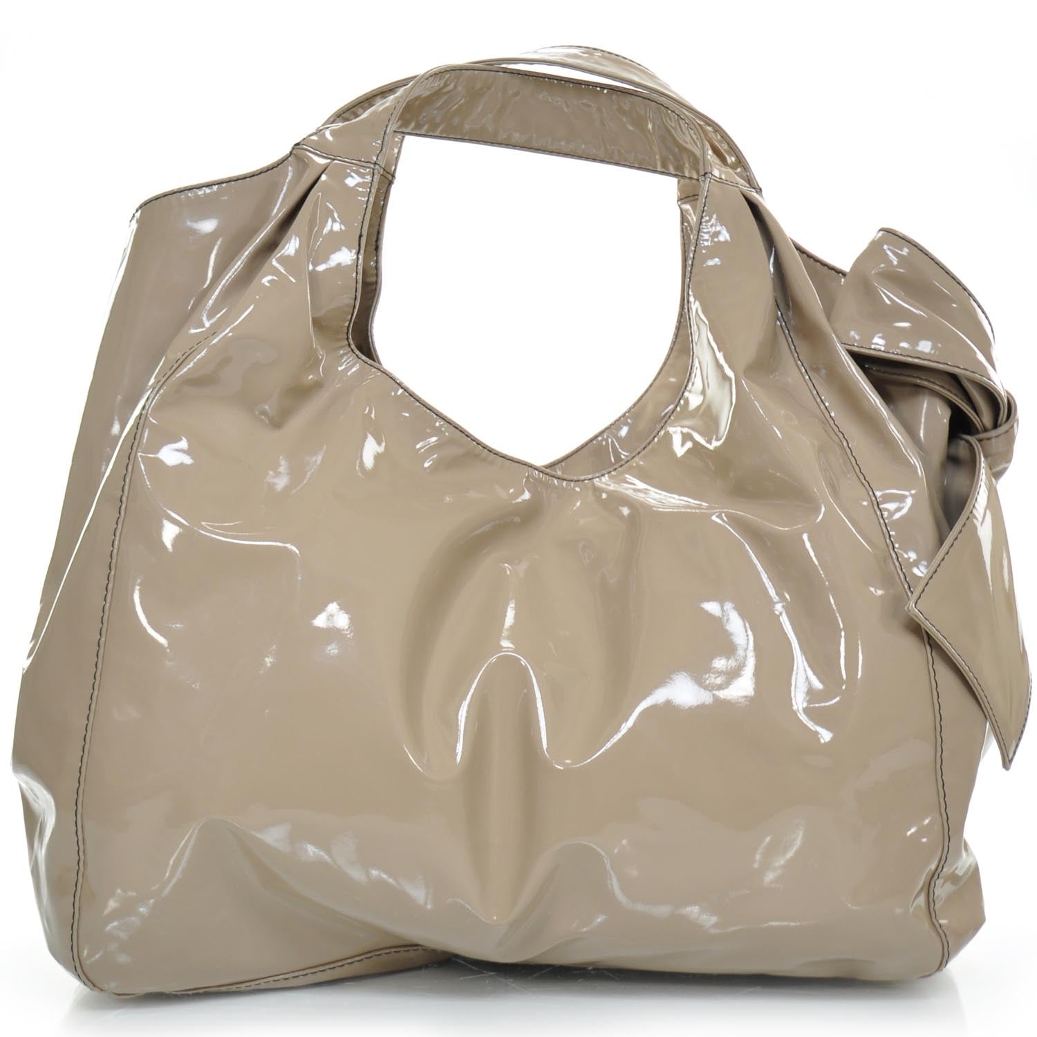 Valentino Garavani Patent Lacca Large Nuage Bow Hobo Nude 4 of 9