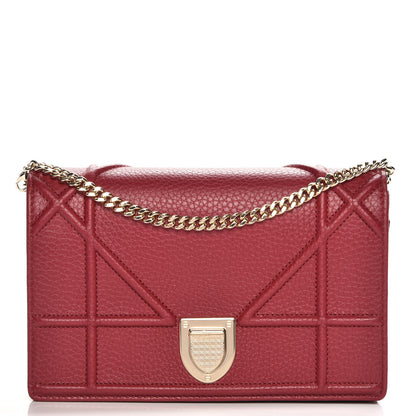 Christian Dior Grained Calfskin Diorama Wallet on Chain Pouch Burgundy 1 of 6