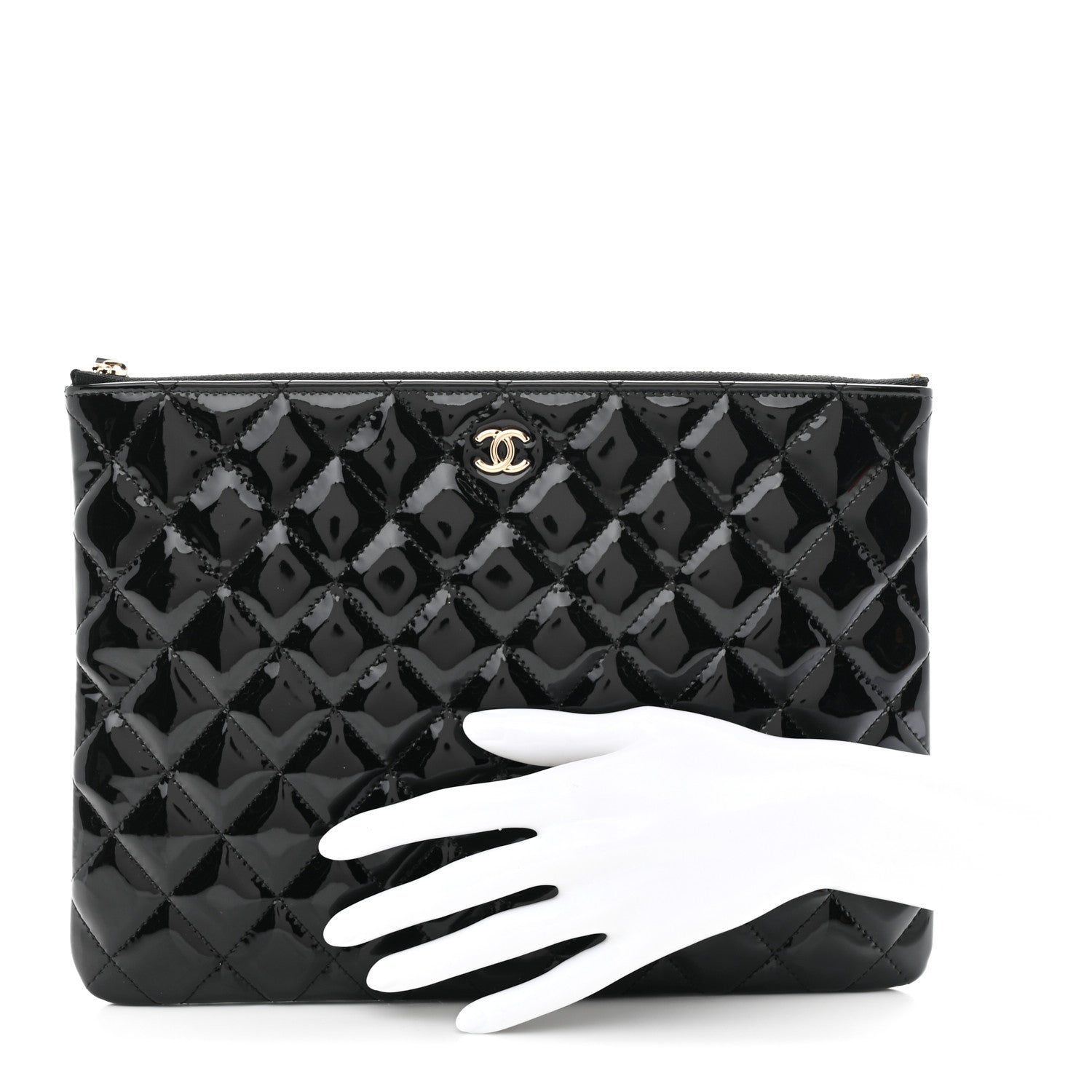 Chanel Patent Calfskin Quilted Medium Cosmetic Case Black 2 of 8