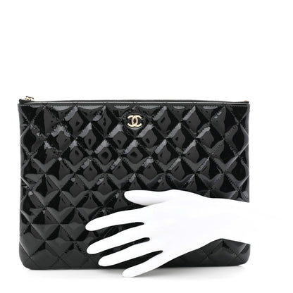 Chanel Patent Calfskin Quilted Medium Cosmetic Case Black 2 of 8