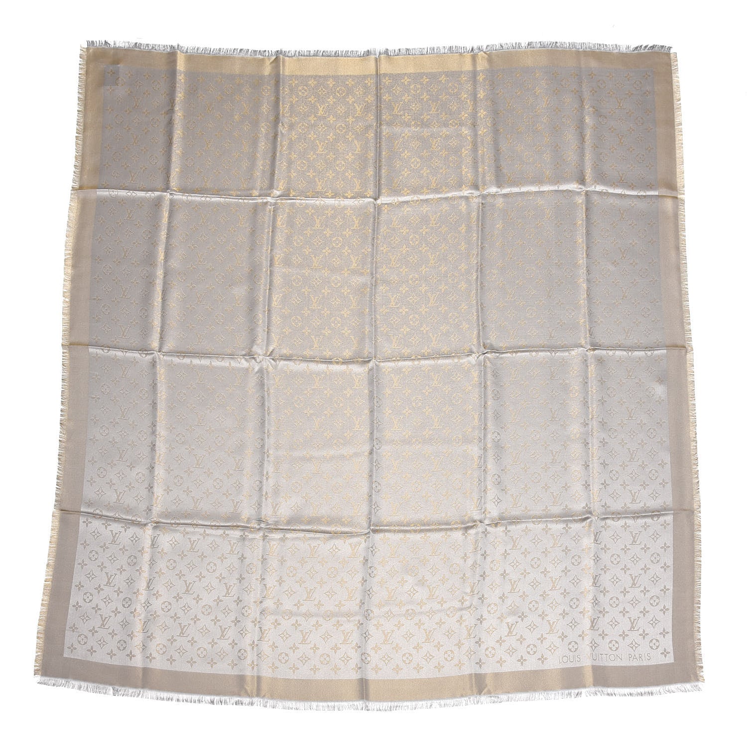 Louis Vuitton Silk Lurex Wool Monogram Shine Shawl Charcoal Greige 1 of 4