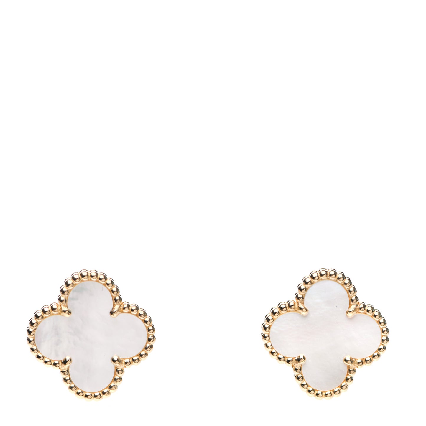 18K Yellow Gold Mother of Pearl Vintage Alhambra Earrings