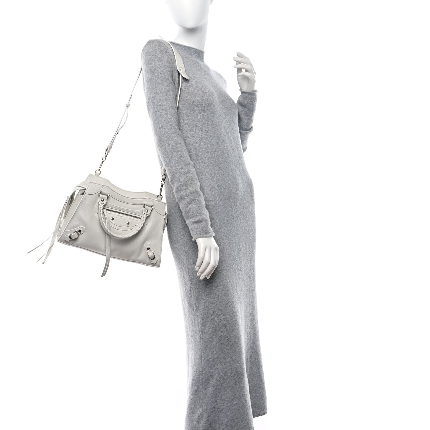 Grained Calfskin Neo Classic Silver Hardware S City White