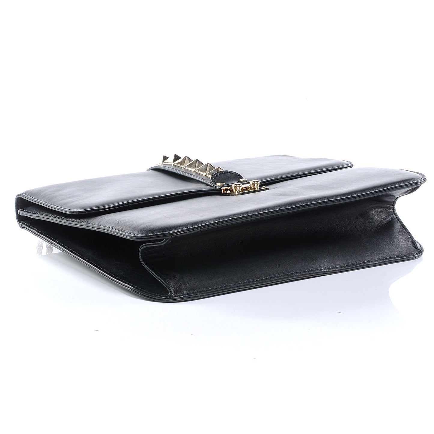 Vitello Large Glam Lock Rockstud Flap Black