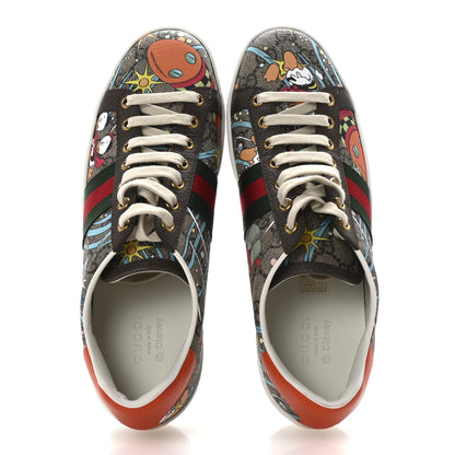 Gucci X DISNEY GG Supreme Monogram Web Donald Duck Womens Ace Sneakers 39 Beige New Acero Orange 2 of 10