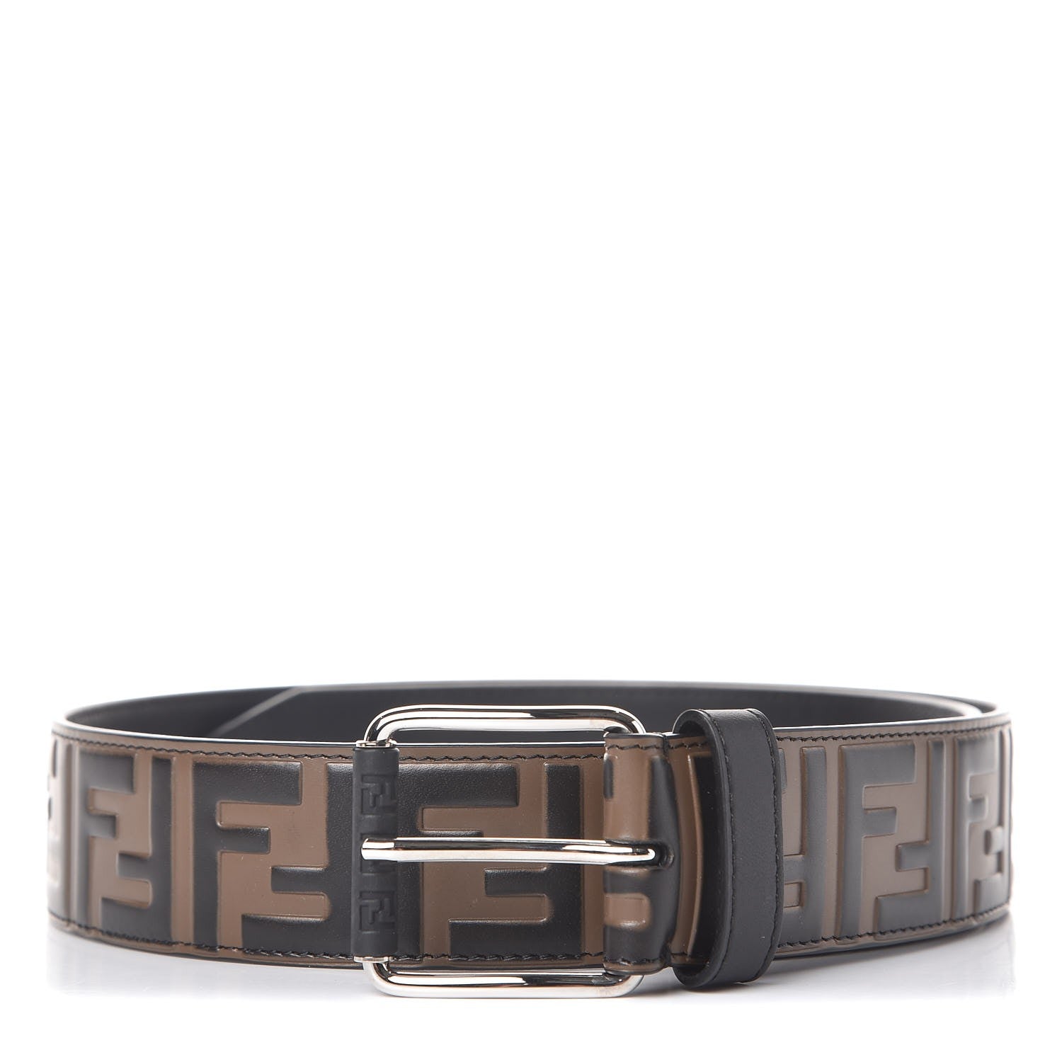 Fendi Vitello Century Bi-Color FF 1974 Embossed Belt 90 36 Maya Black 1 of 9
