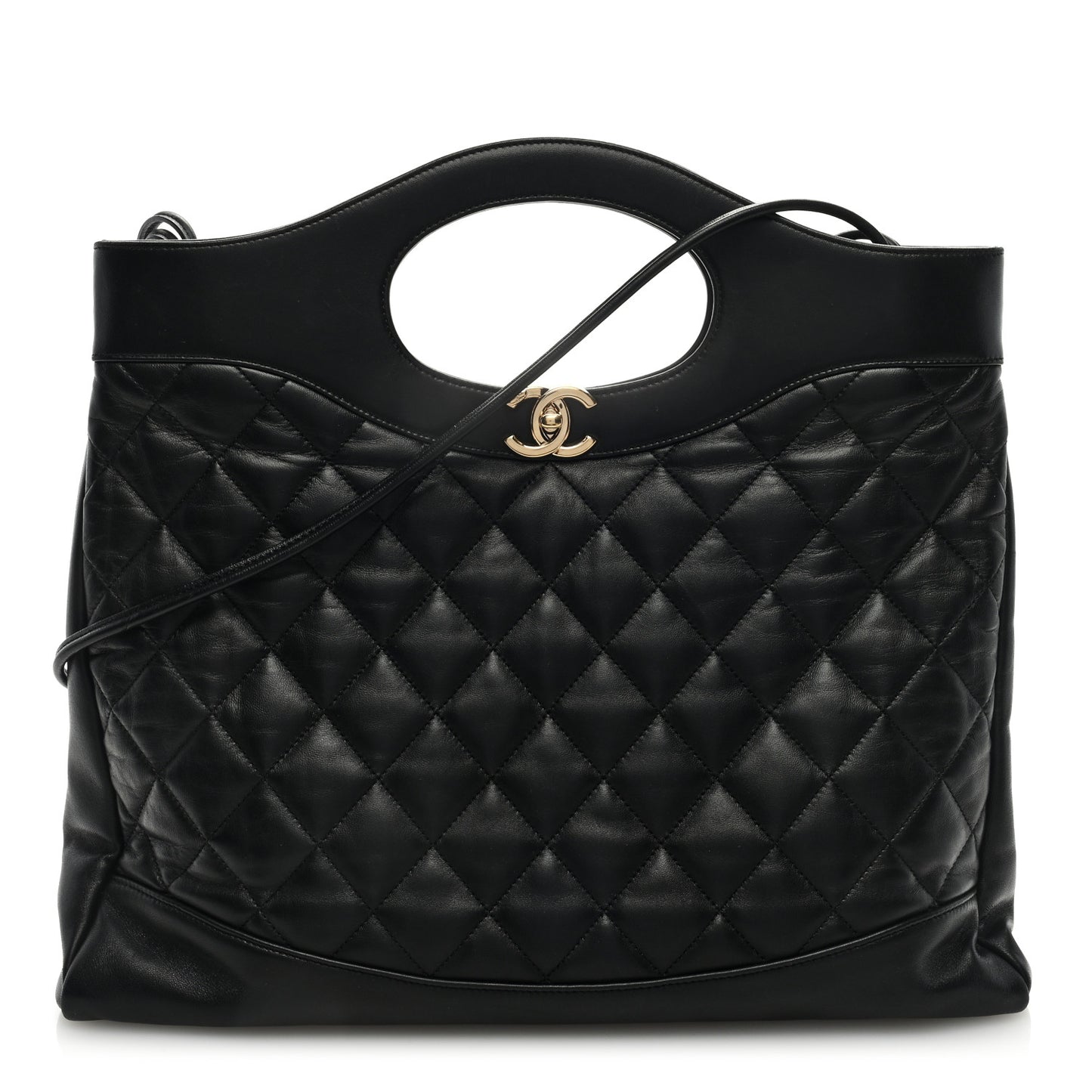 Lambskin Quilted Large 31 Shopping Bag Black