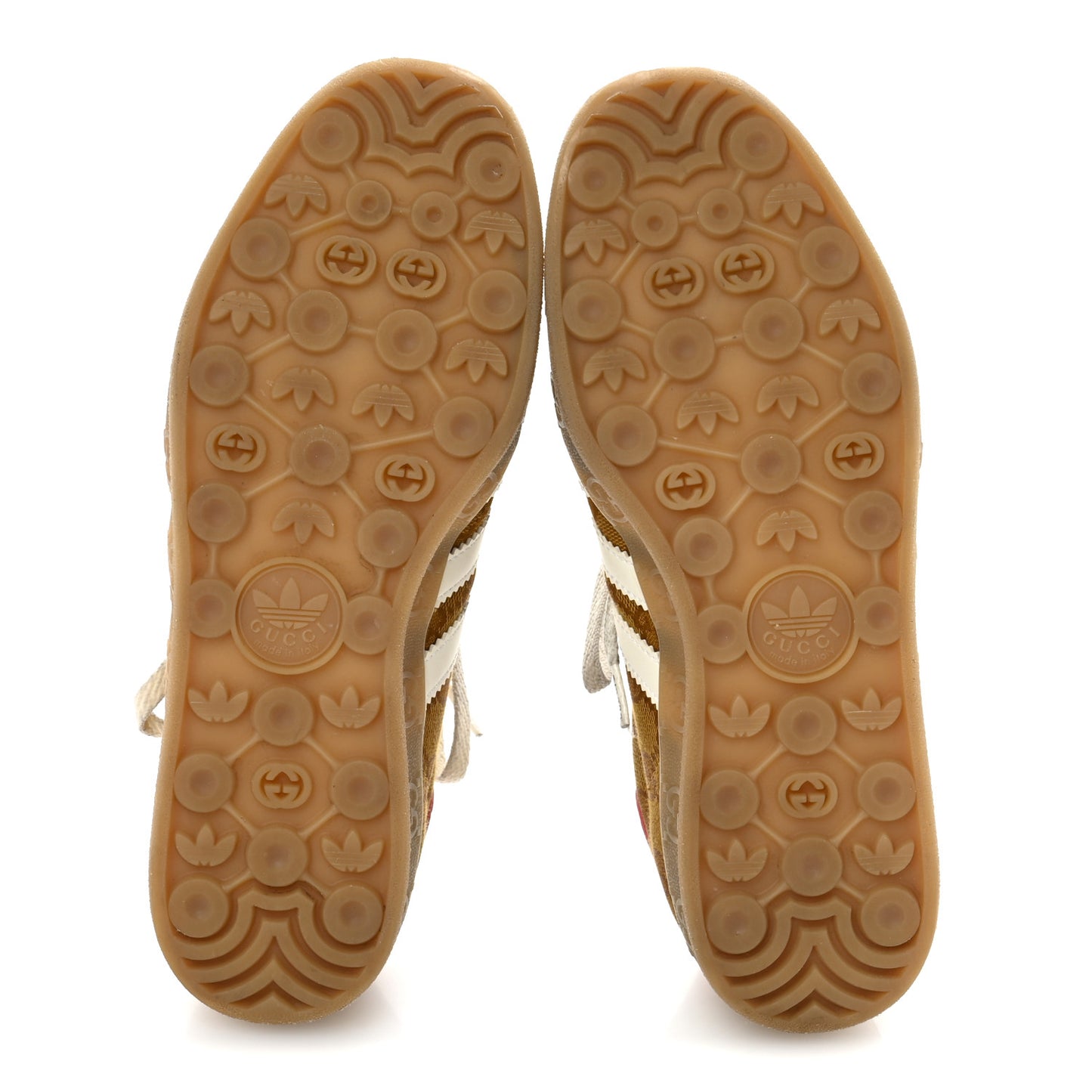 X ADIDAS Vintage GG Monogram Mens Gazelle Sneakers 9.5 Mid Natural Nut Off White