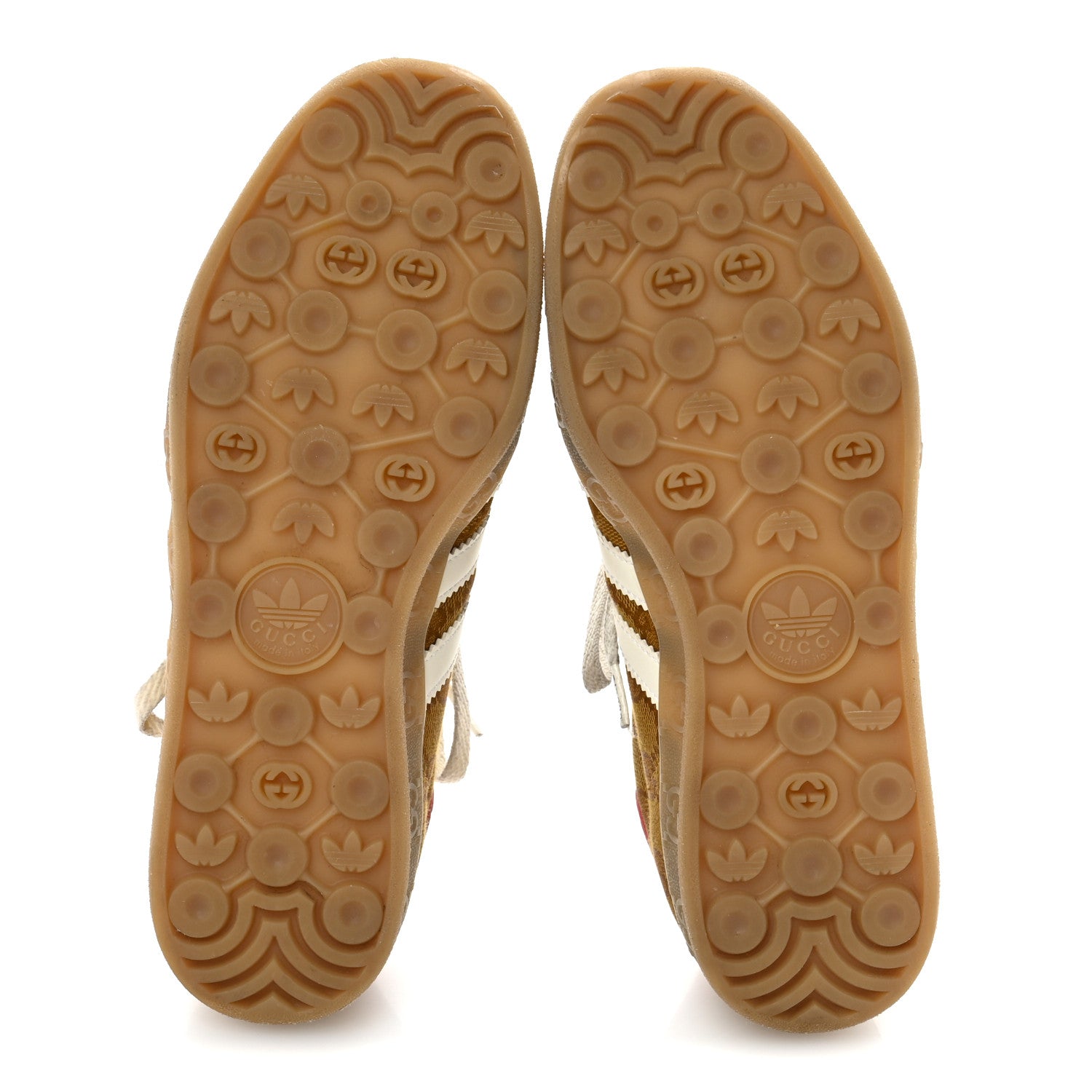 Gucci X ADIDAS Vintage GG Monogram Mens Gazelle Sneakers 9.5 Mid Natural Nut Off White 6 of 10