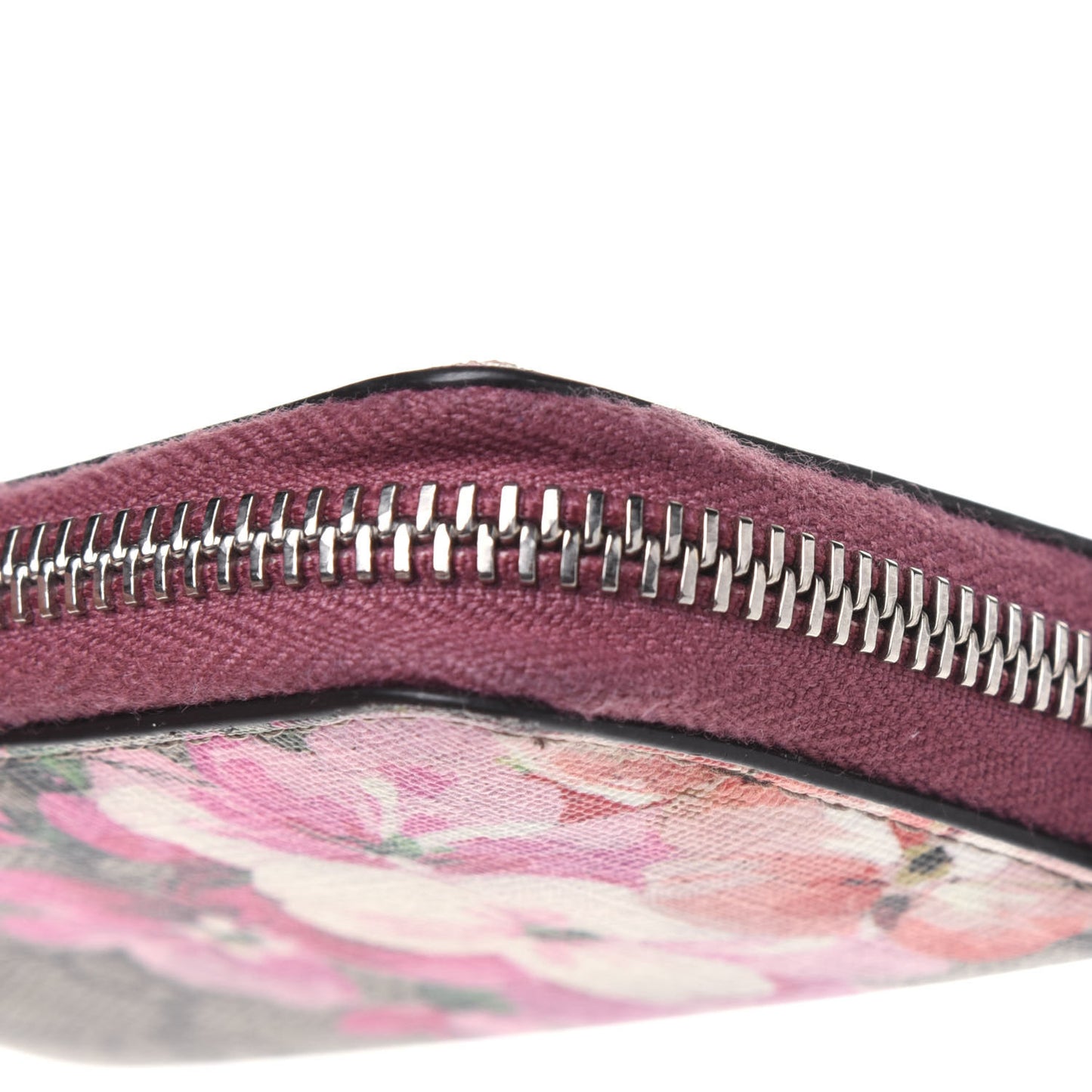 GG Supreme Monogram Blooms Zip Around Card Case Wallet Beige Multicolor Dry Rose