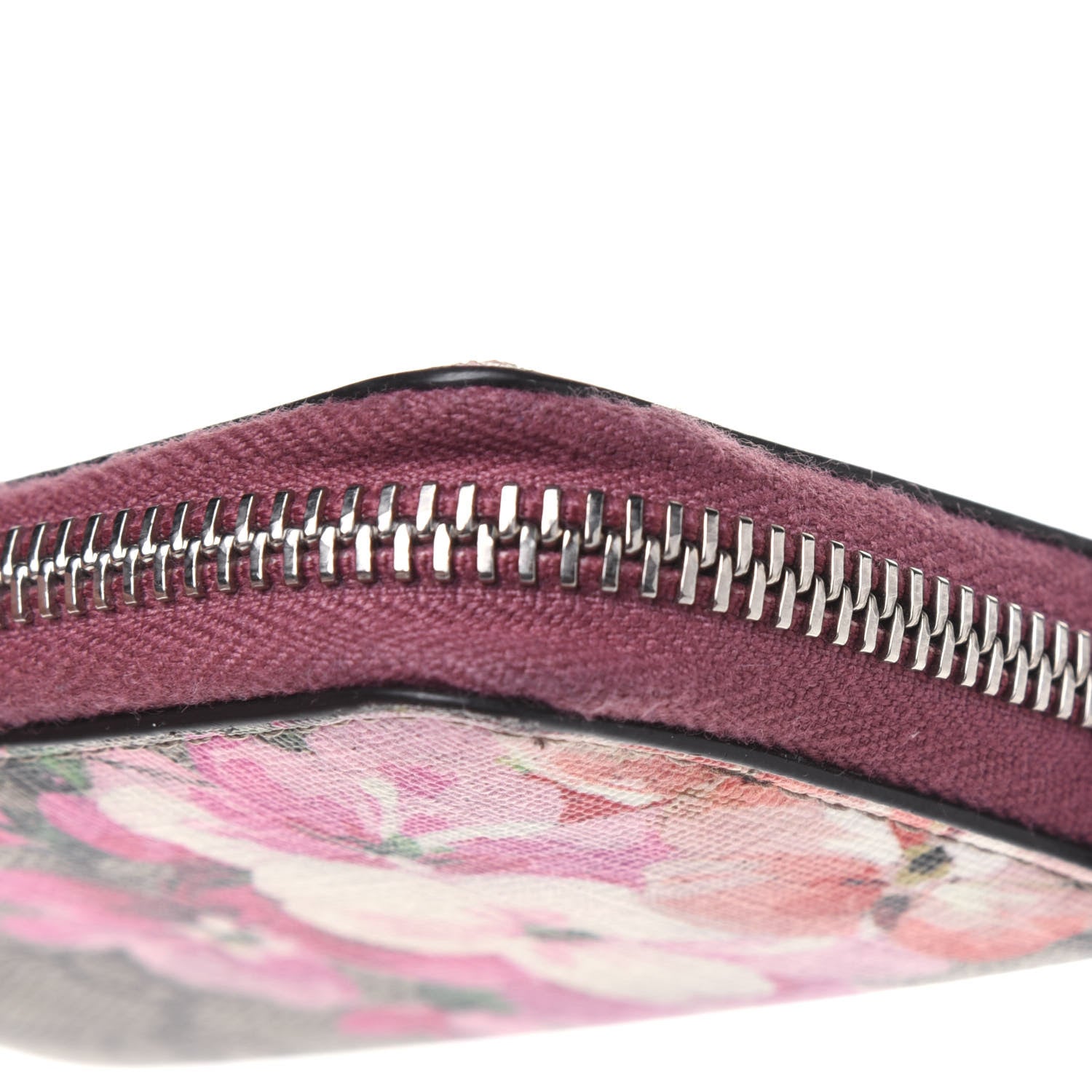 Gucci GG Supreme Monogram Blooms Zip Around Card Case Wallet Beige Multicolor Dry Rose 10 of 11