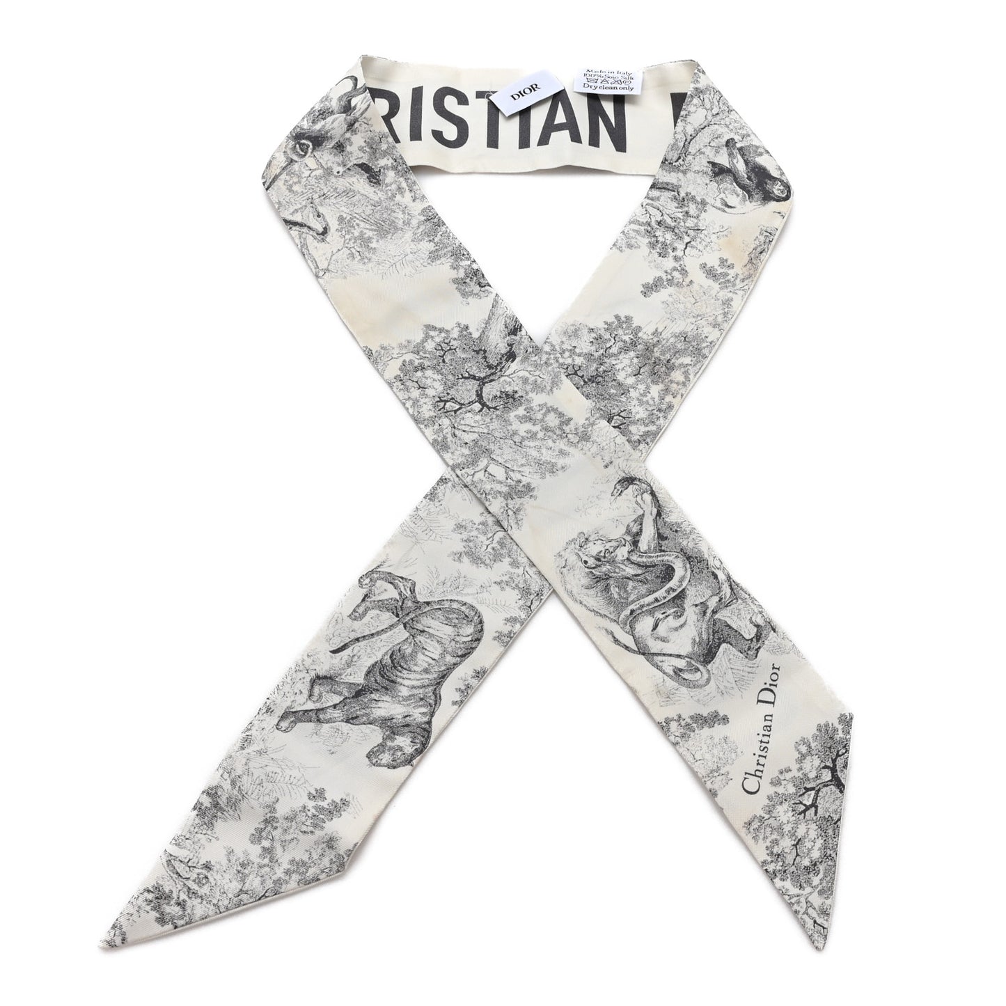 Silk Toile De Jouy Mitzah Scarf White