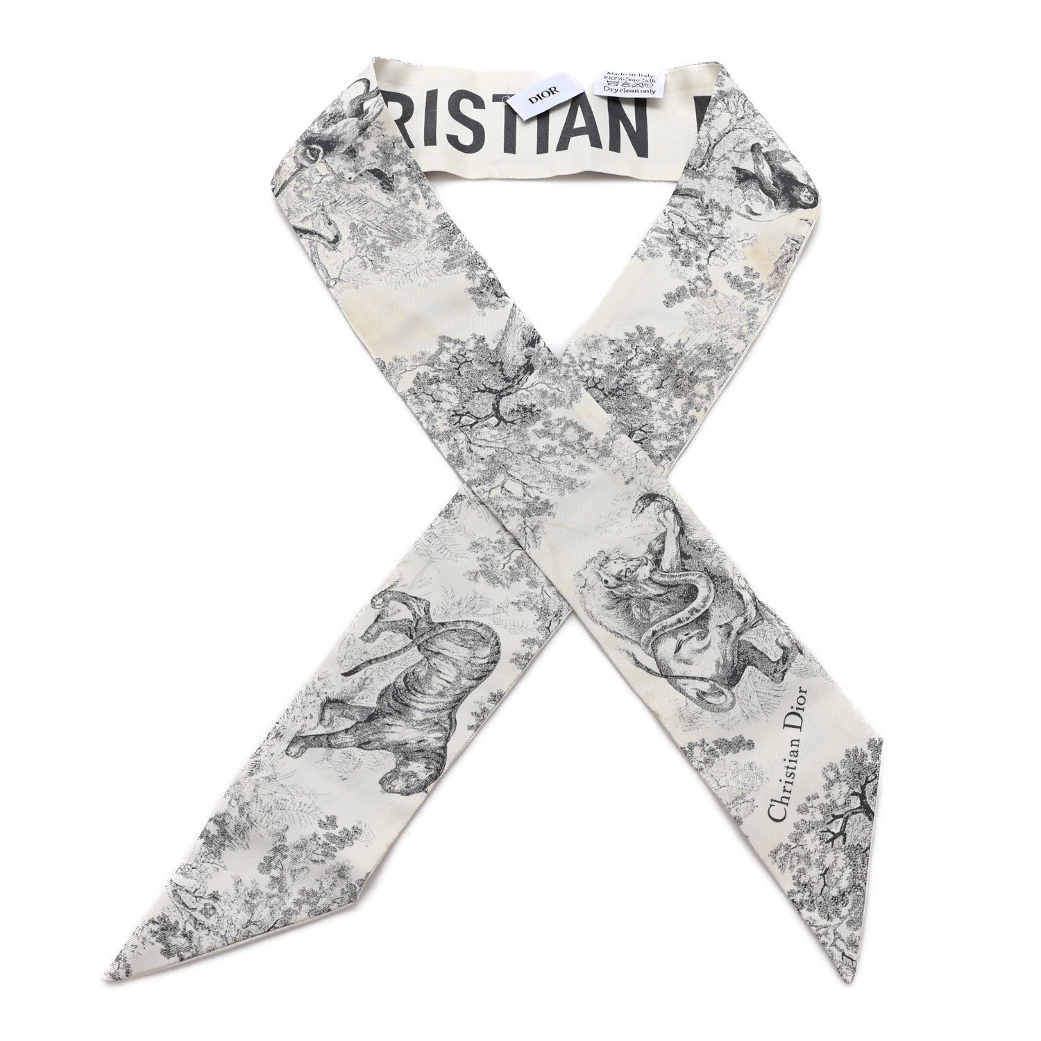 Christian Dior Silk Toile De Jouy Mitzah Scarf White 1 of 5