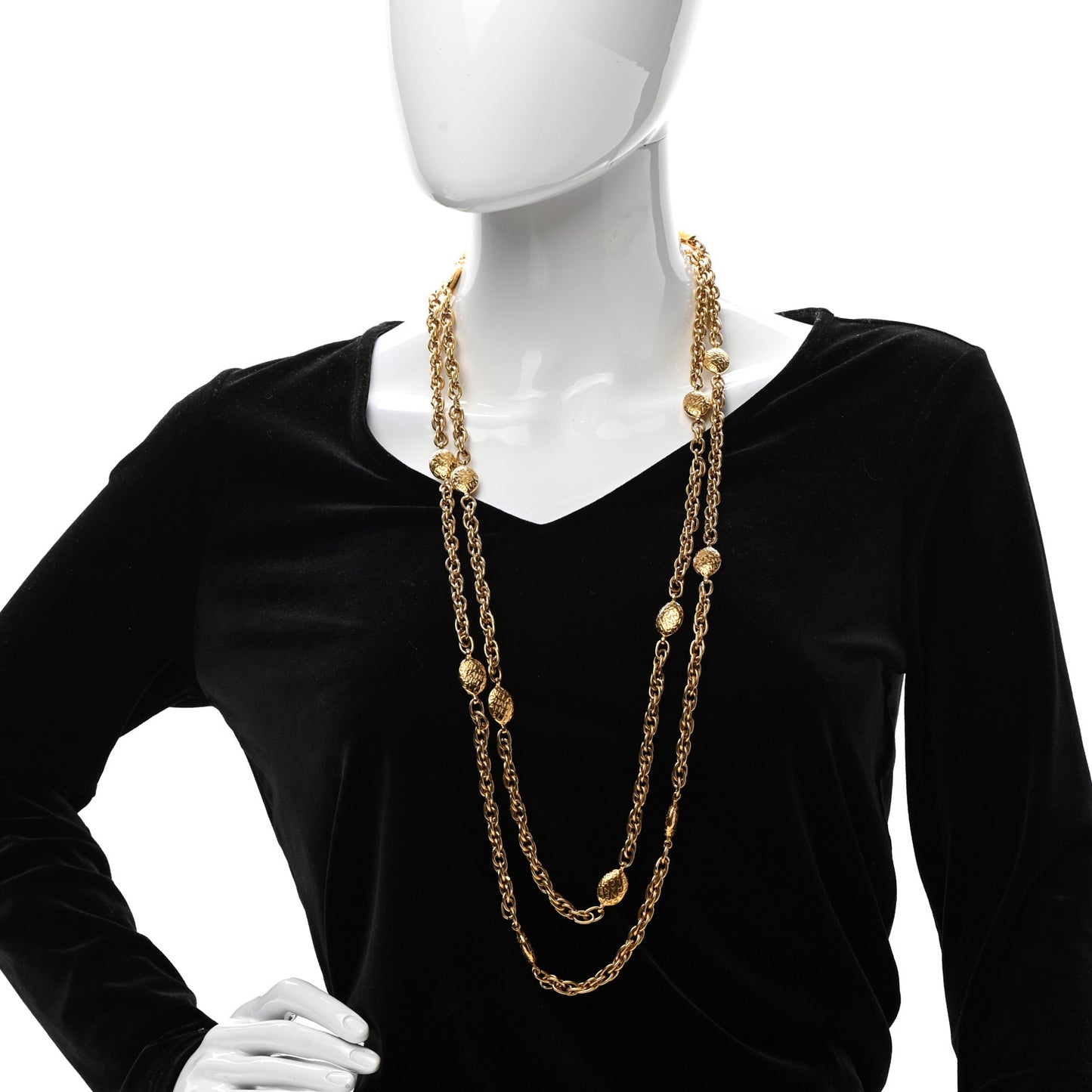 CC Medallion Long Chain Necklace Gold