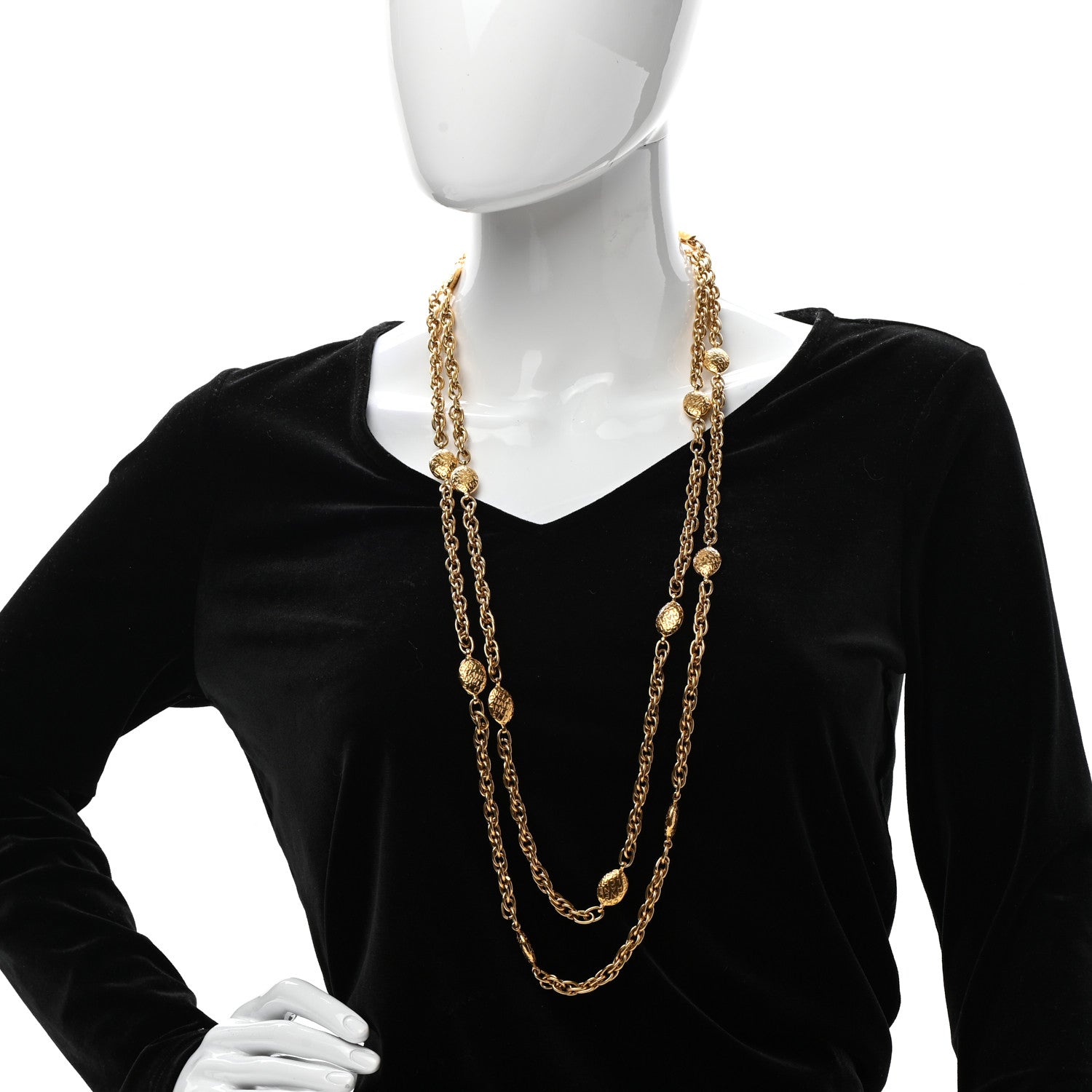 Chanel CC Medallion Long Chain Necklace Gold 5 of 6