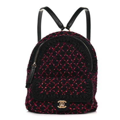 Chanel Knit Quilted Backpack Black Burgundy 1 of 18