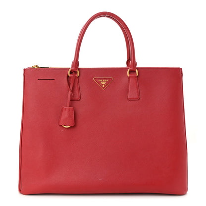 Prada Saffiano Lux Extra Large Galleria Double Zip Tote Fuoco 1 of 14