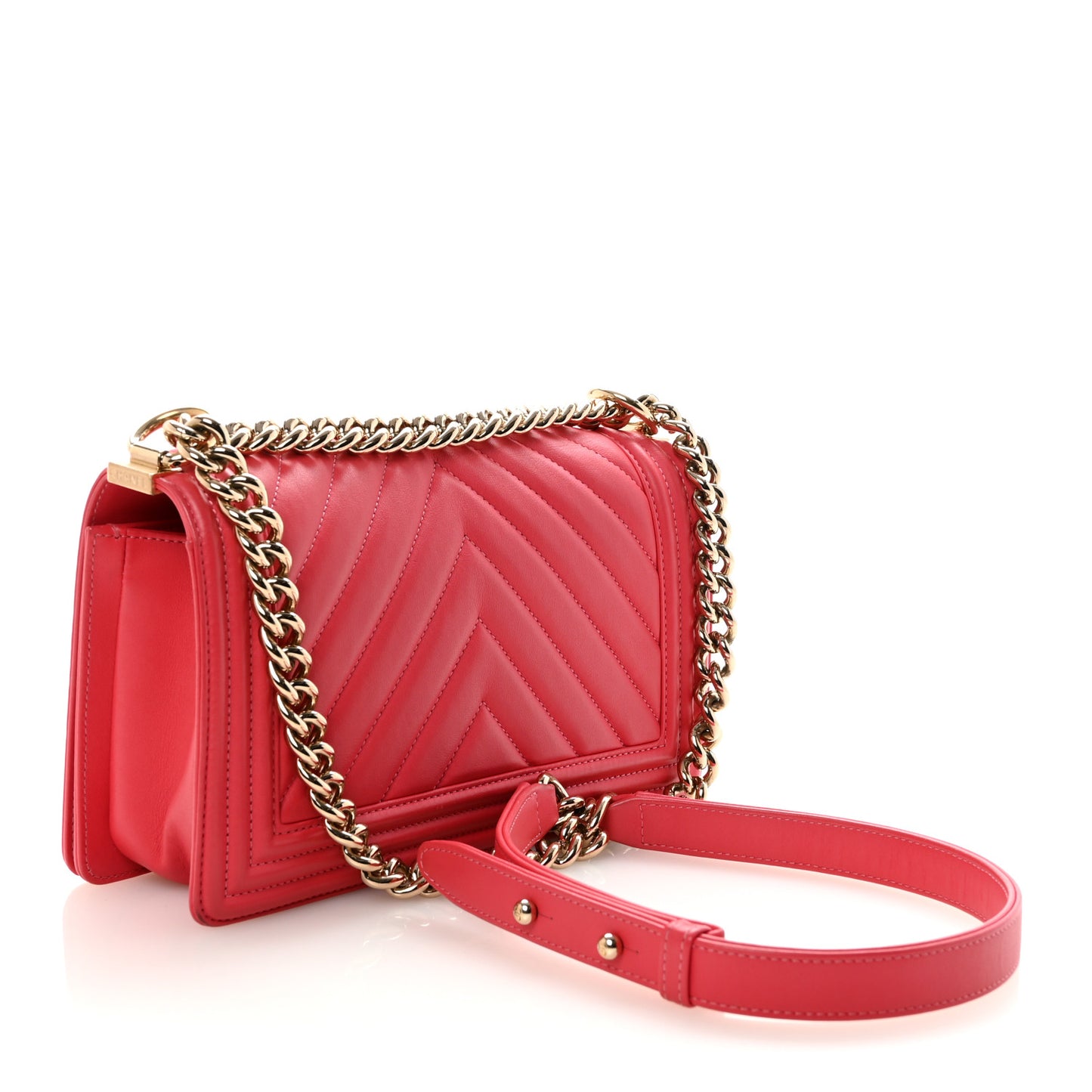 Lambskin Chevron Quilted Medium Boy Flap Pink