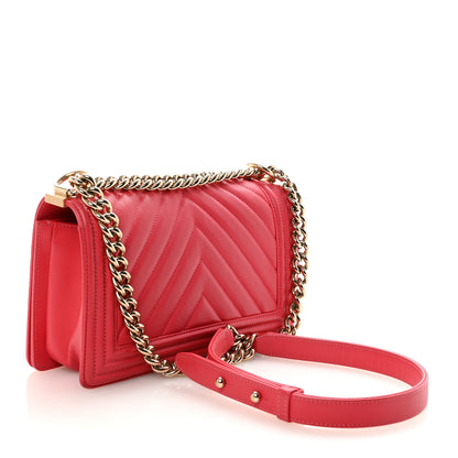 Chanel Lambskin Chevron Quilted Medium Boy Flap Pink 3 of 10
