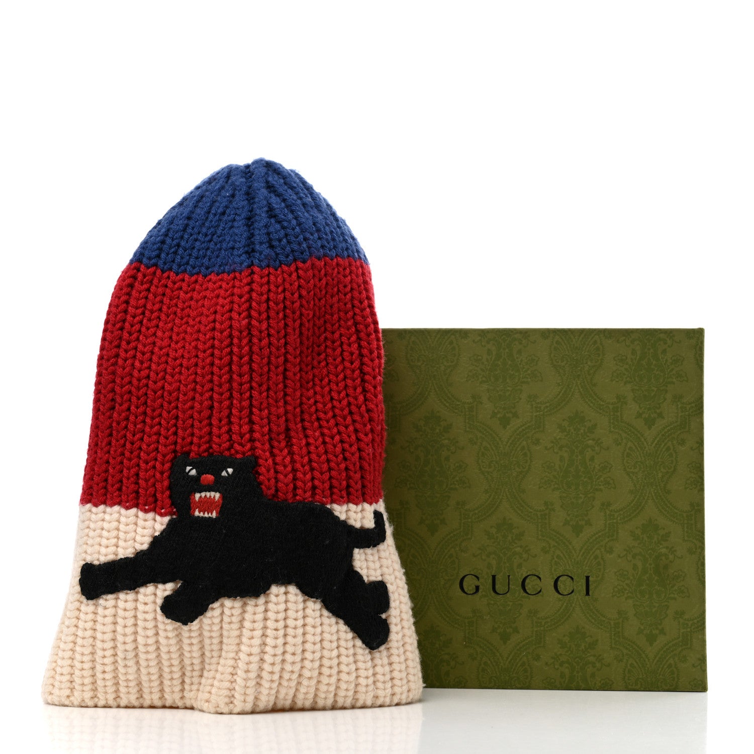 Gucci Wool Knit Beanie Hat M Navy Red 5 of 5