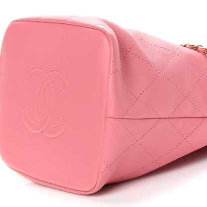 Chanel Lambskin Quilted Antique Signs Drawstring Bag Pink 9 of 9