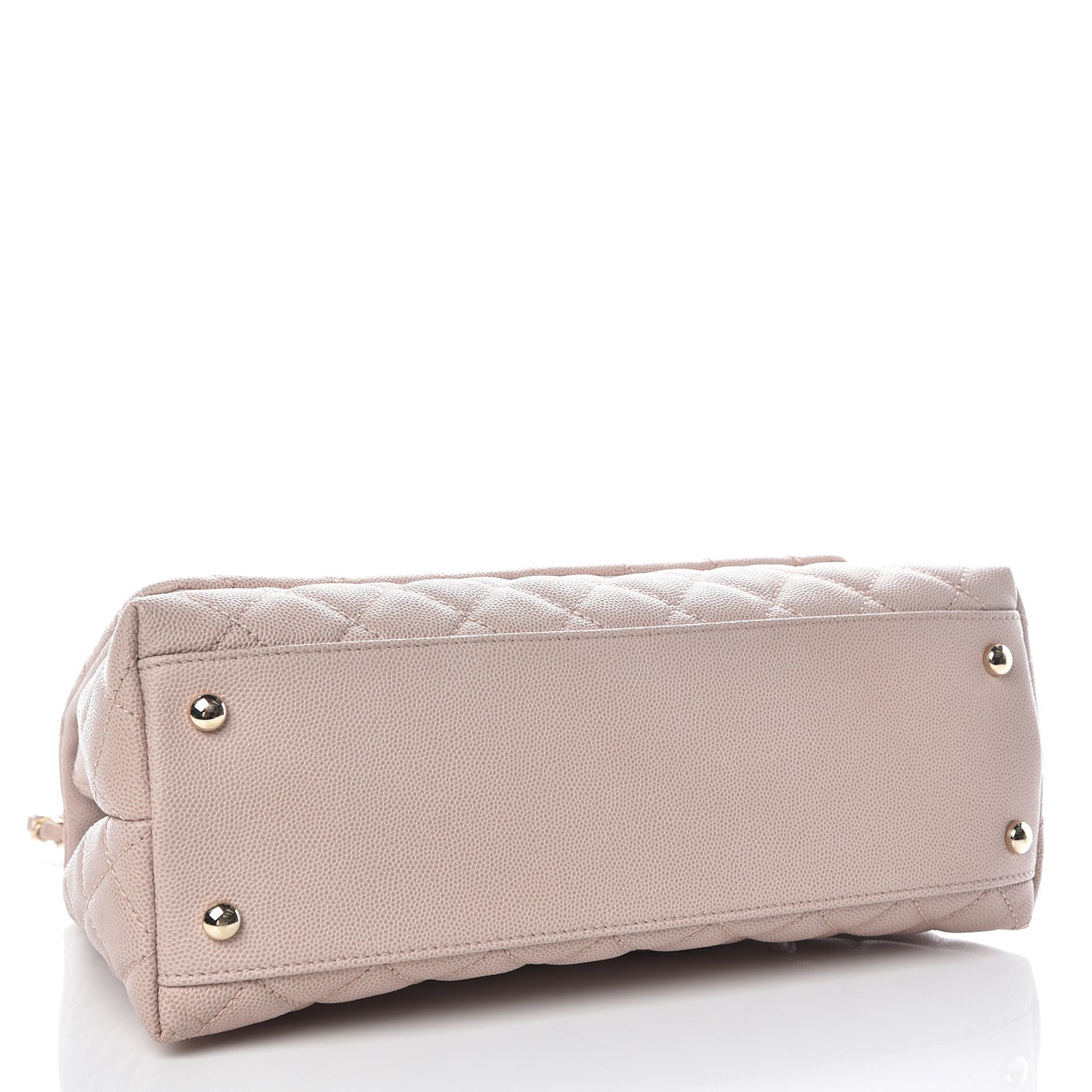 Caviar Quilted Small Coco Handle Flap Light Beige