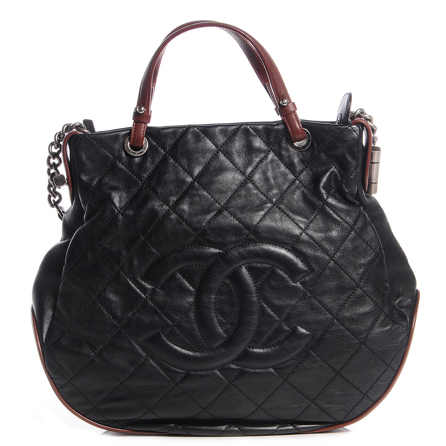 Iridescent Calfskin Country Chic Hobo Black