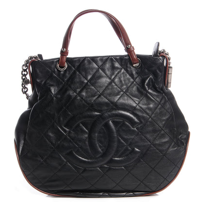 Chanel Iridescent Calfskin Country Chic Hobo Black 1 of 7