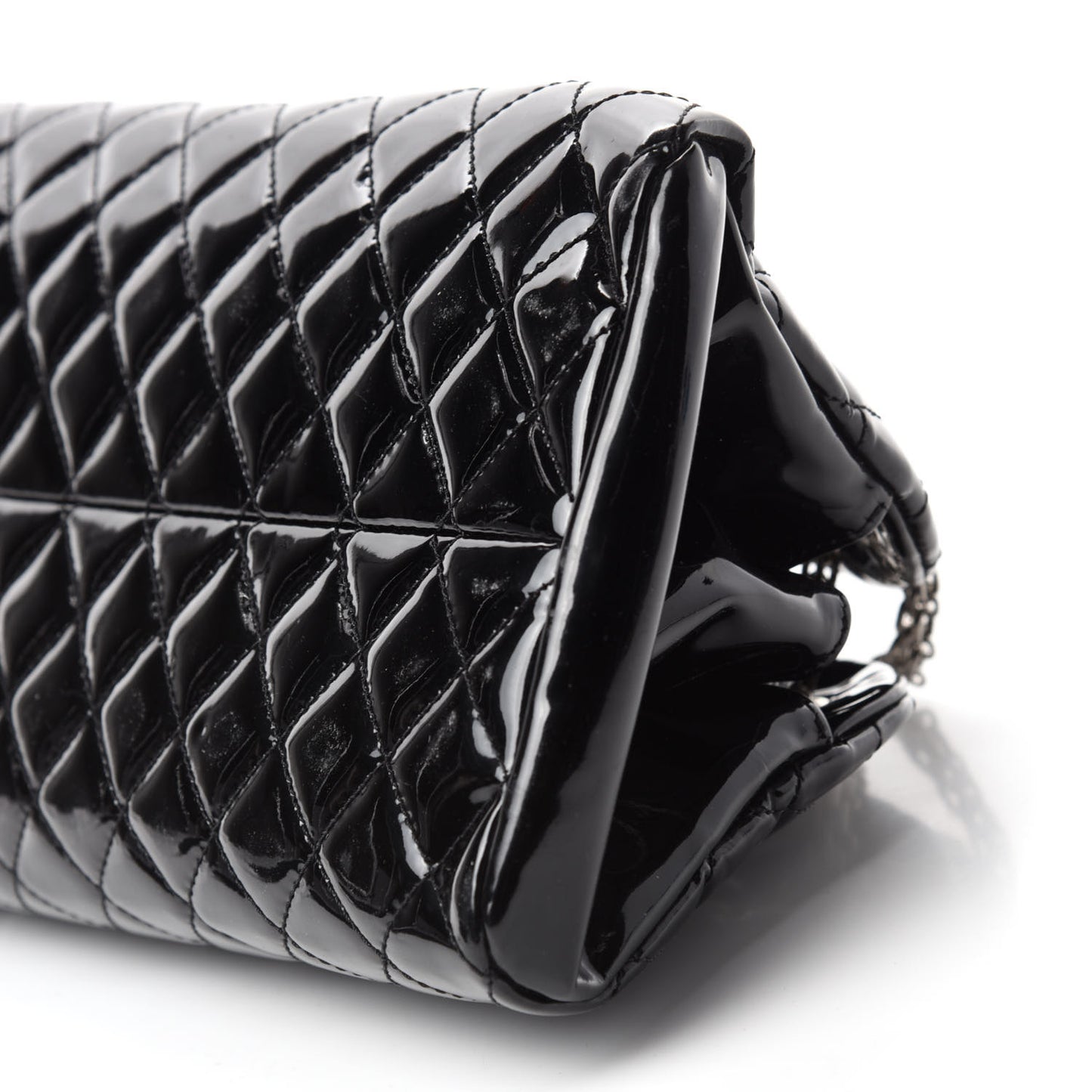 Patent Quilted Medium Just Mademoiselle Bowling Bag Black