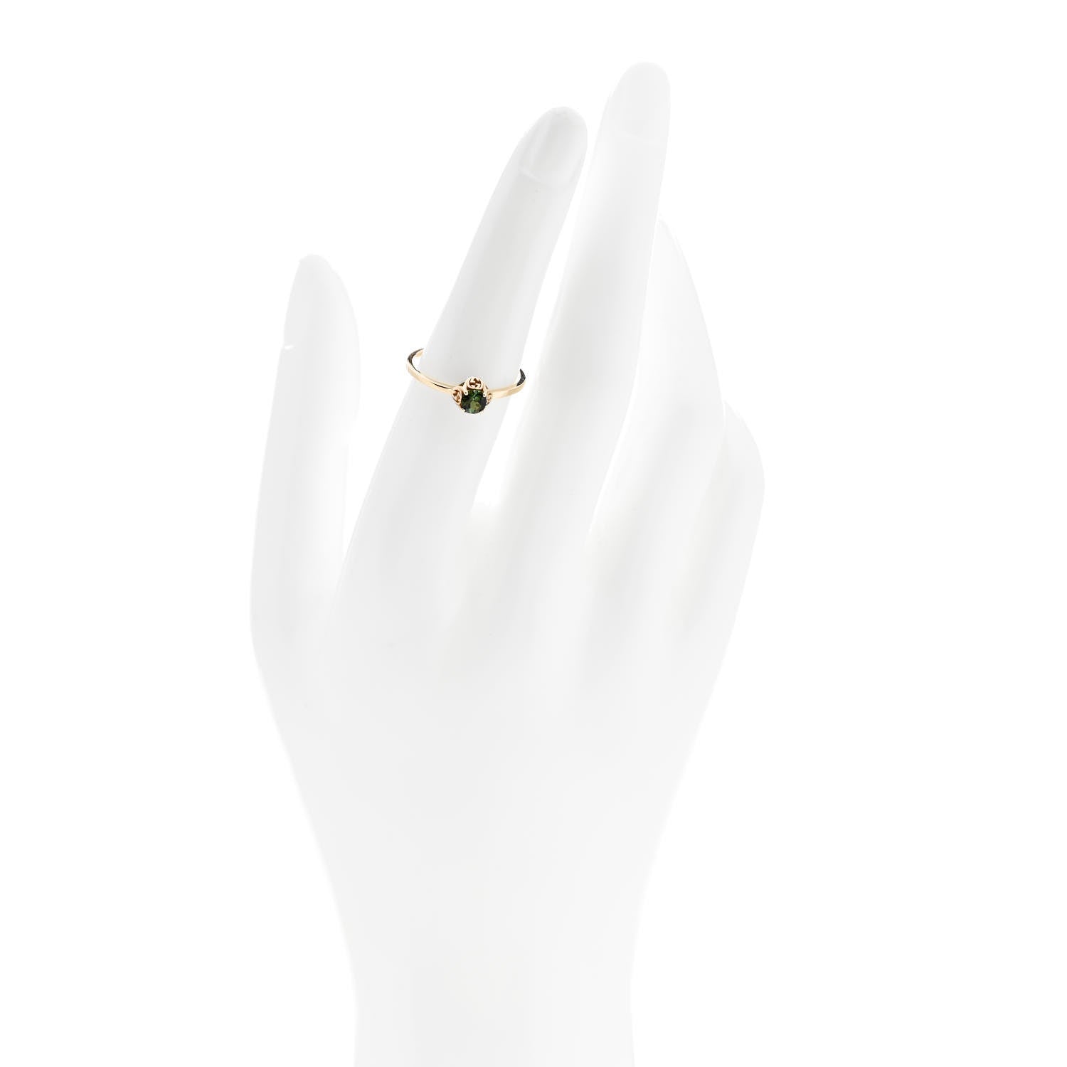 Gucci 18K Yellow Gold Green Tourmaline Interlocking G Ring 53 6.25 2 of 5