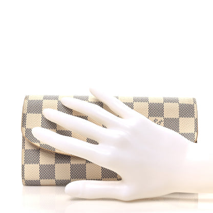 Louis Vuitton Damier Azur Emilie Wallet Rose Ballerine 2 of 7