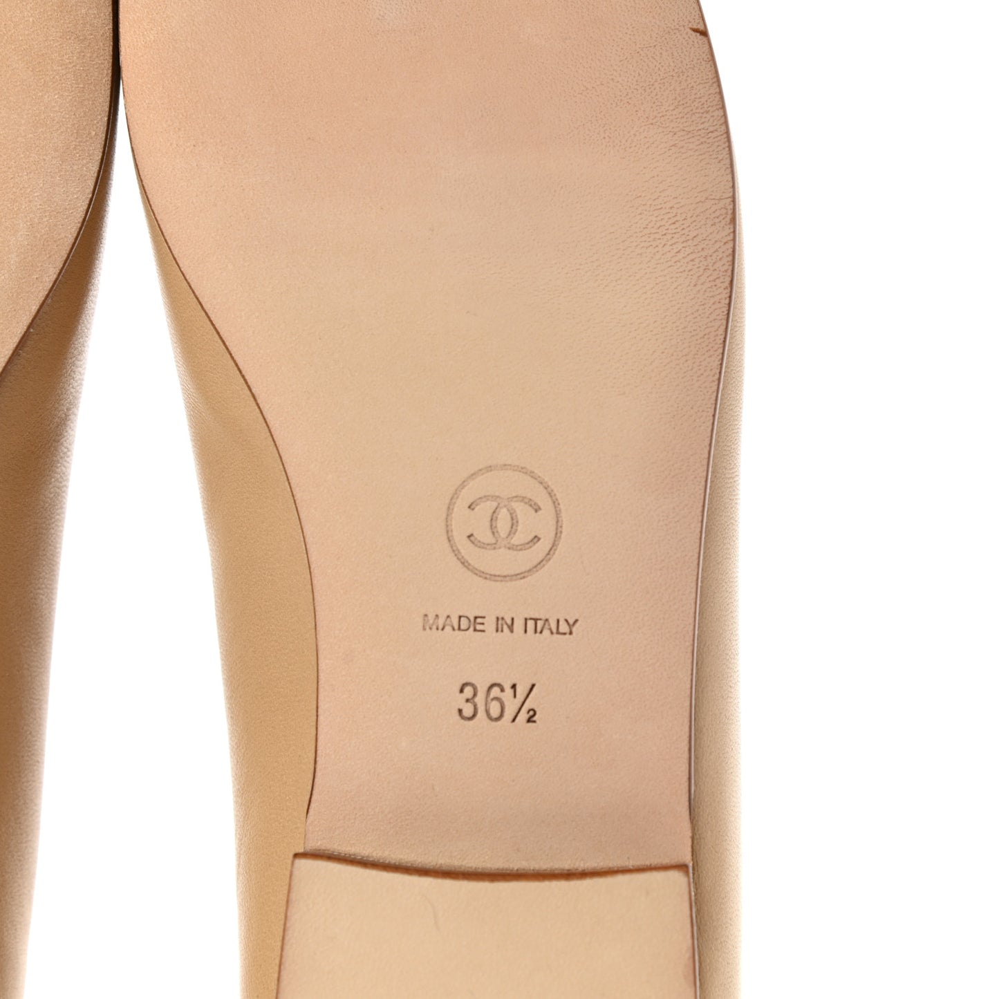 Lambskin Cap Toe CC Ballerina Flats 36.5 Beige