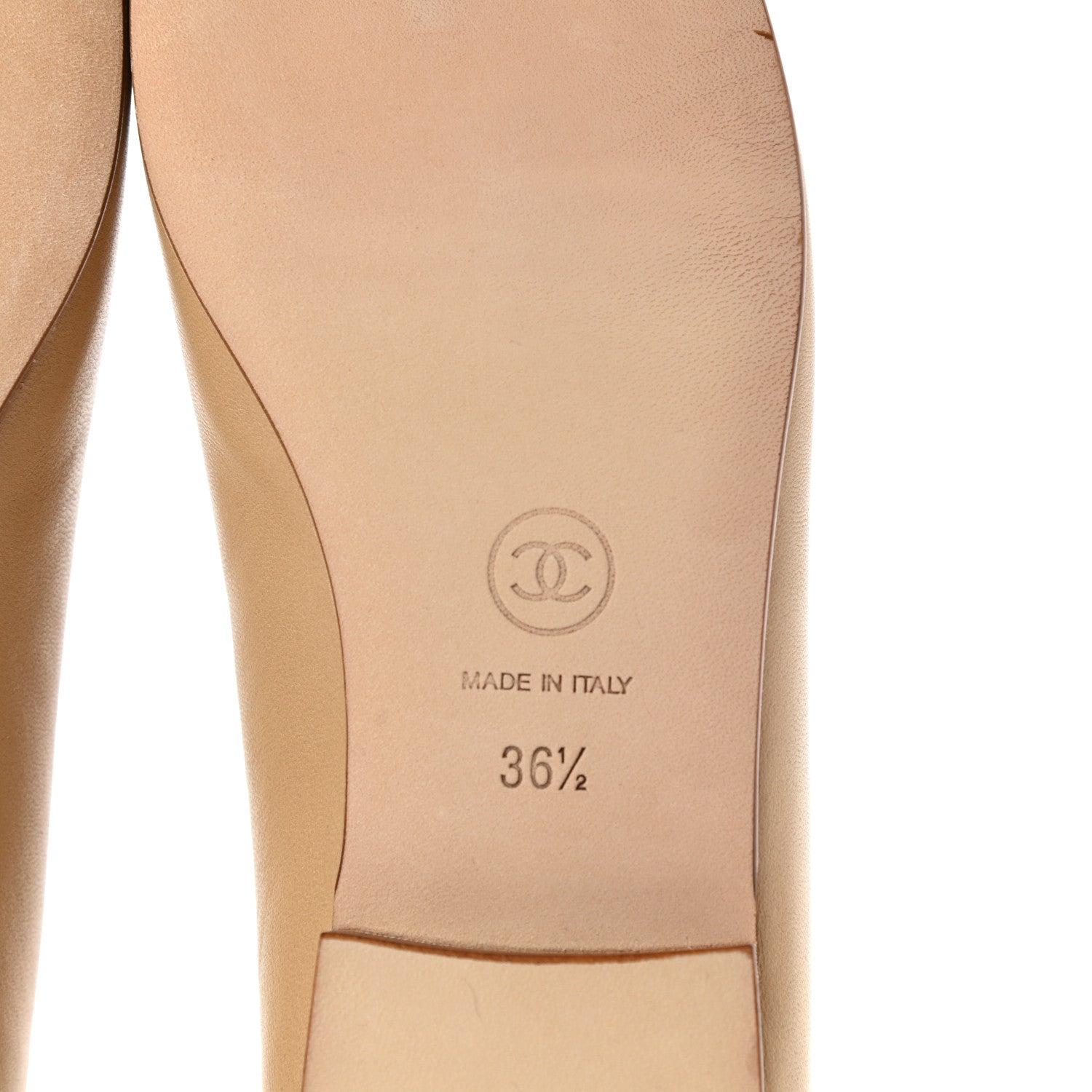 Chanel Lambskin Cap Toe CC Ballerina Flats 36.5 Beige 6 of 9