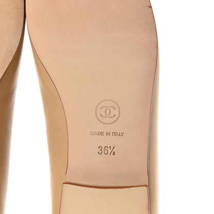 Chanel Lambskin Cap Toe CC Ballerina Flats 36.5 Beige 6 of 9