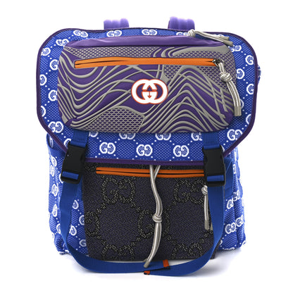 Gucci Jersey GG Monogram All Over Pan Sport Double Buckle Backpack  Blue Multicolor 1 of 10