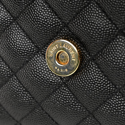 Saint Laurent Grain De Poudre Textured Mixed Matelasse Triquilt Medium Monogram Satchel Black 14 of 19