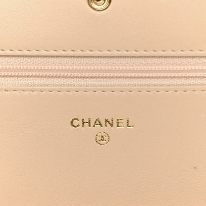 Chanel Lambskin Quilted Boy Wallet On Chain WOC Beige 6 of 14