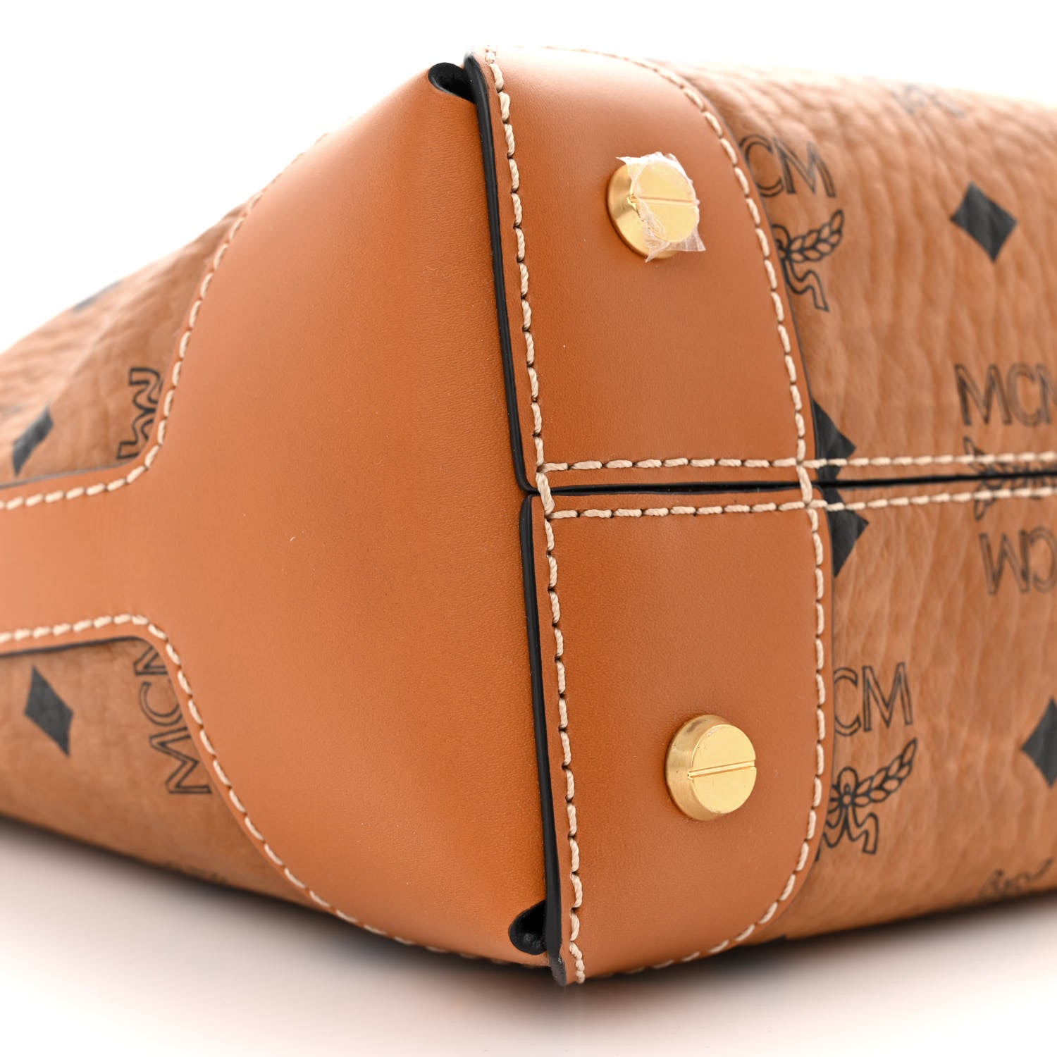 MCM Visetos Berlin Mini Drawstring Bucket Bag Cognac 9 of 11