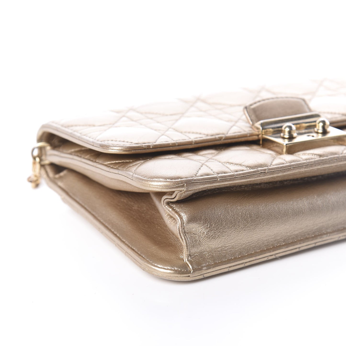 Metallic Lambskin Cannage Miss Dior Promenade Pouch Gold