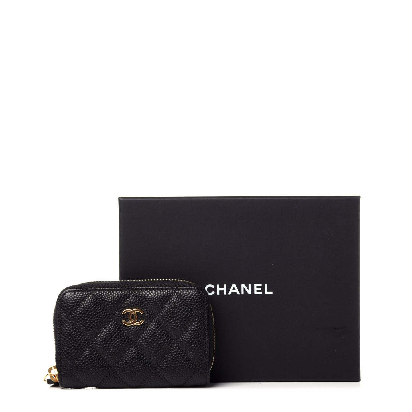 Caviar Quilted Zip Coin Purse Black