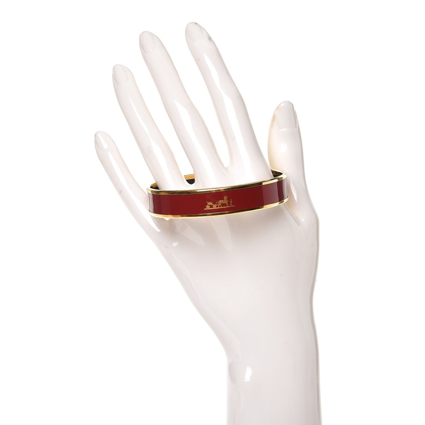 Enamel Printed Medium Caleche Bracelet 65 Rouge H