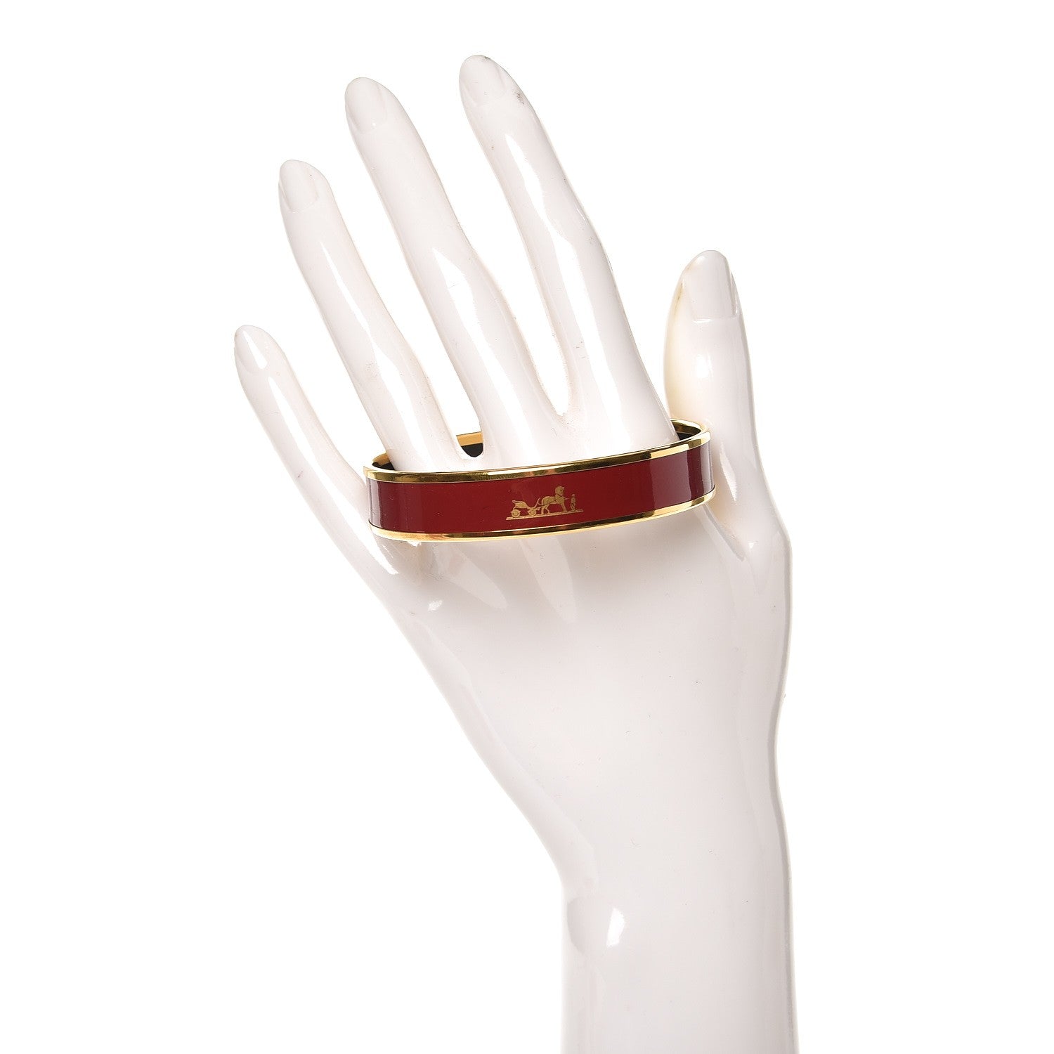 Hermes Enamel Printed Medium Caleche Bracelet 65 Rouge H 2 of 5
