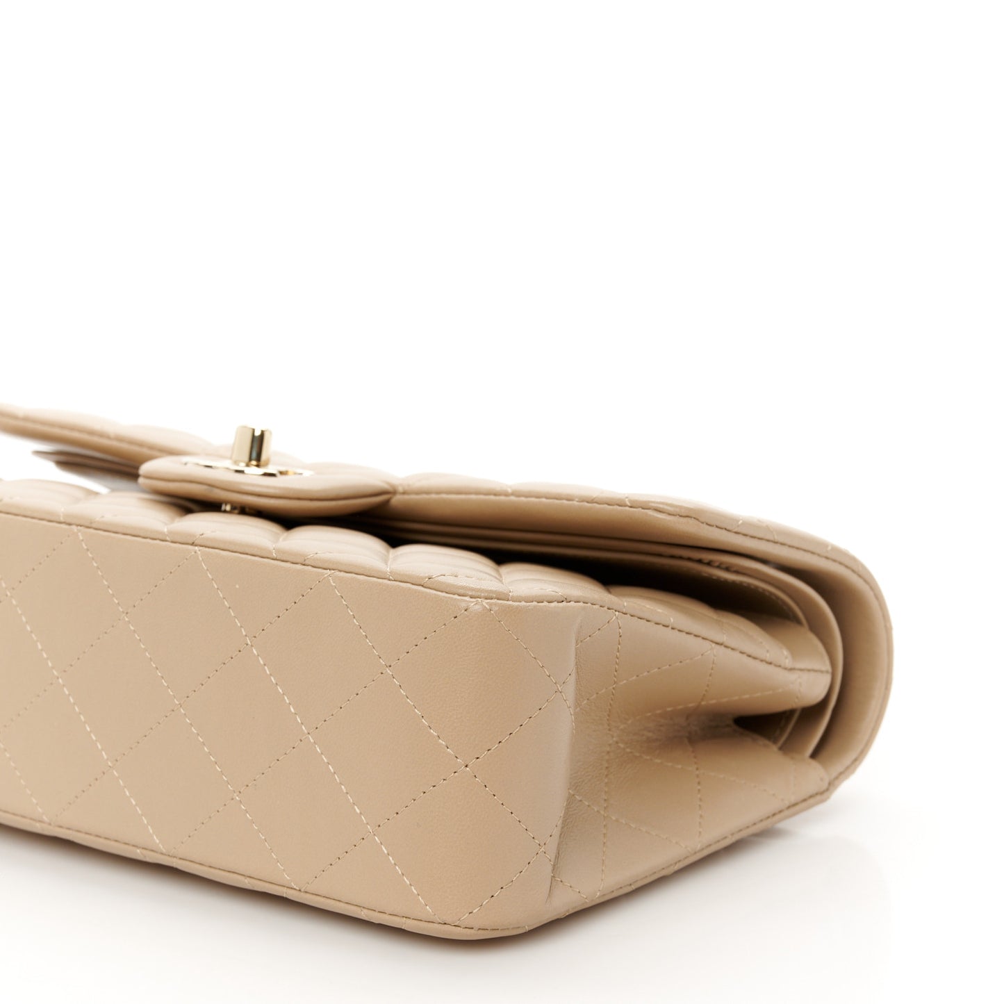 Lambskin Quilted Small Double Flap Beige