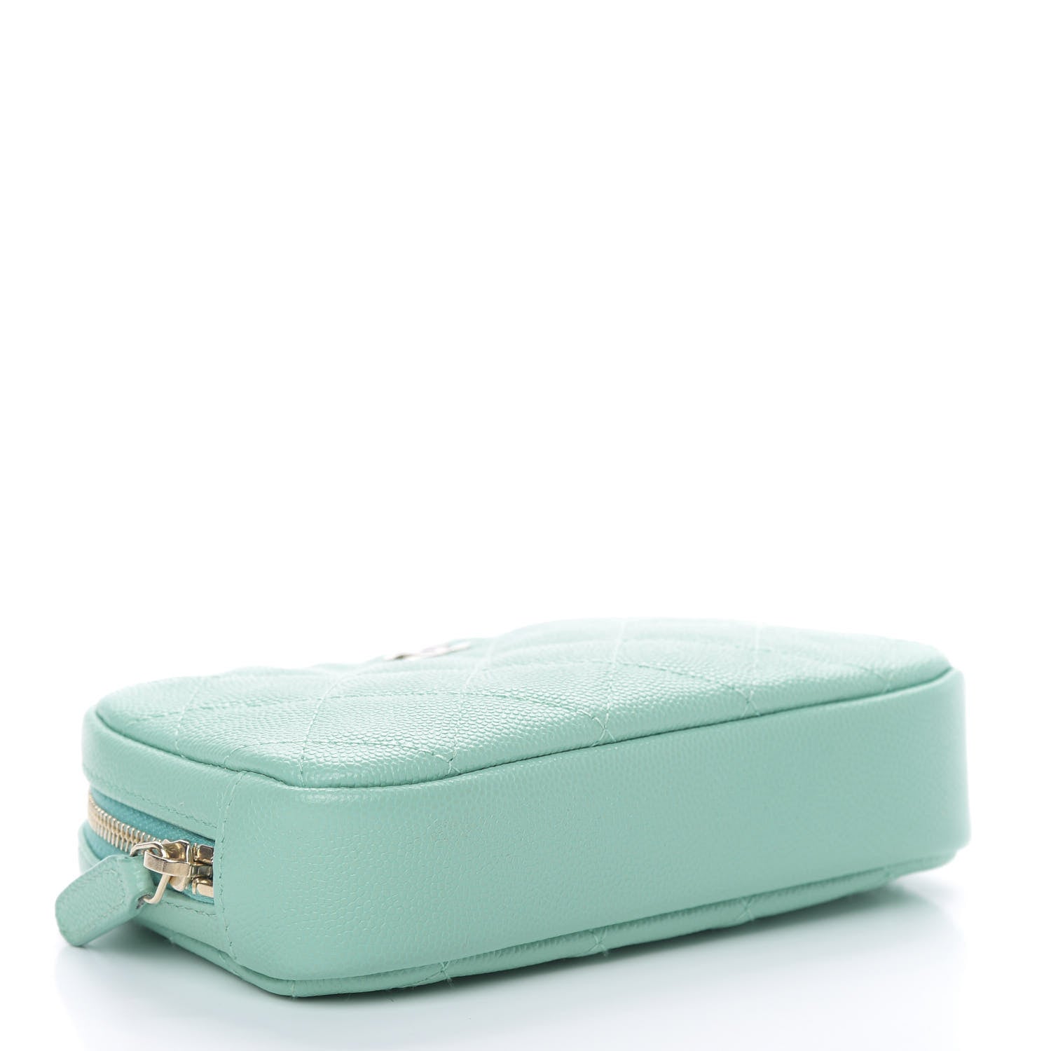 Chanel Caviar Quilted Small Curvy Pouch Cosmetic Case Light Blue 4 of 7