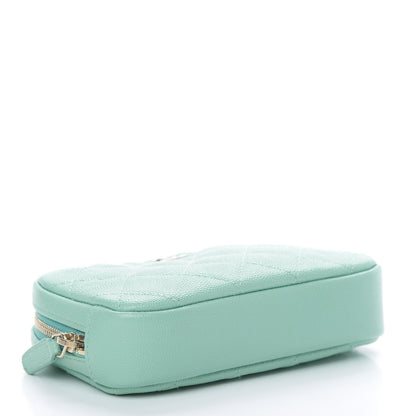 Chanel Caviar Quilted Small Curvy Pouch Cosmetic Case Light Blue 4 of 7